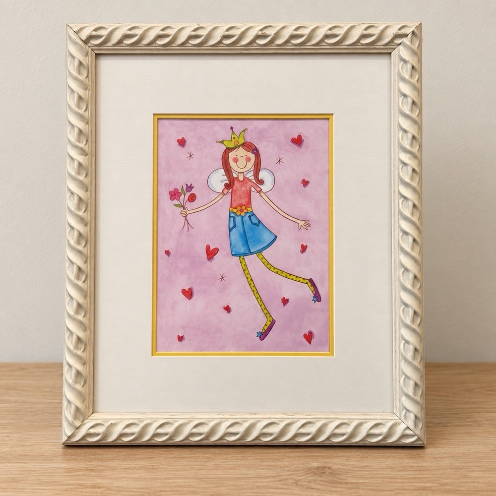 Sophie Harding Fairy Princess Framed Art Print Girls Nursery Decor Series Hearts